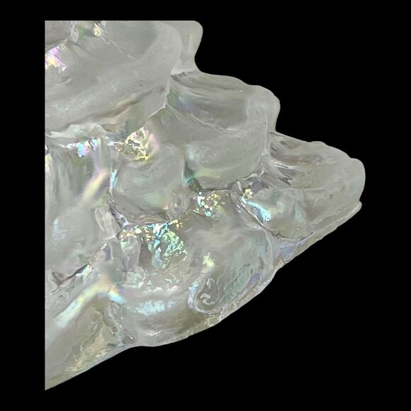 VTG American Fenton Glass CHRISTMAS TREE Small 3" Iridescent Color Gloss White - Picture 2 of 3
